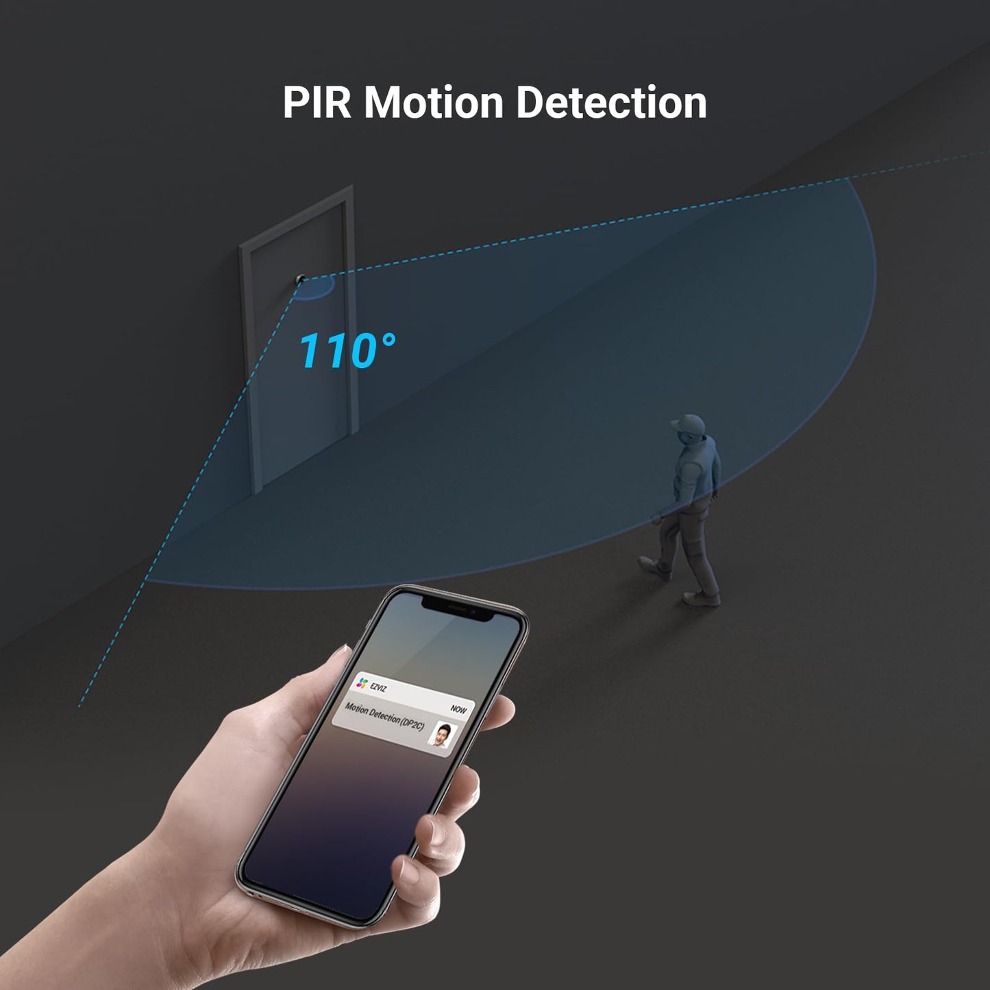EZVIZ DP2C 1080p Video Door Viewer Peephole Camera with 4.3" Color Screen Display, Built in Chime, Rechargable Battery, APP Viewing, Two Way Audio, PIR Motion Detection, Metal Housing, Cloud/SD