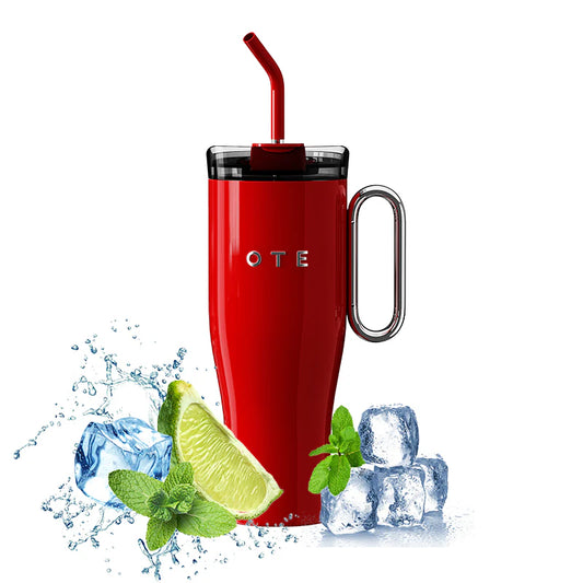 OTE 1.2 L (40 oz) Travel Mug with Handle, Double-Walled Steel Vacuum Insulated Mug and Straw, BPA Free,Portable Car Mug Tumbler, Thermal Mug, Coffee Cup for Hot and Cold Drinks